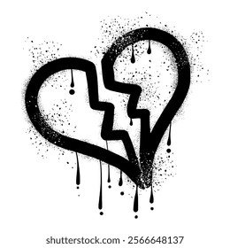  Broken heart graffiti with black spray paint