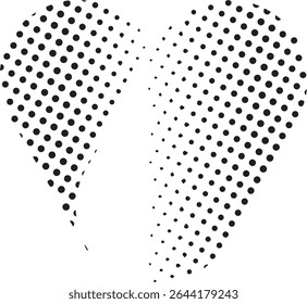Broken heart halftone pattern design element