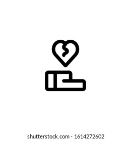 Broken Heart Hand Icon, Logo, Vector.