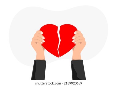 Broken heart in hands illustration