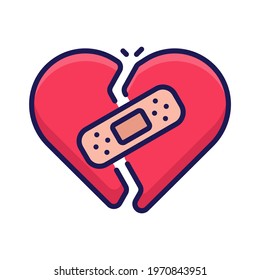 Broken Heart Healing Icon Illustration With Filled Outline Style