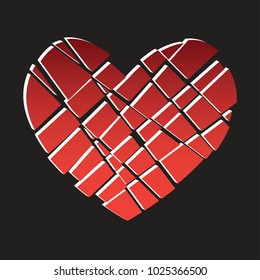 broken heart / heartbreak flat icon for broken heart concept, vector illustration 