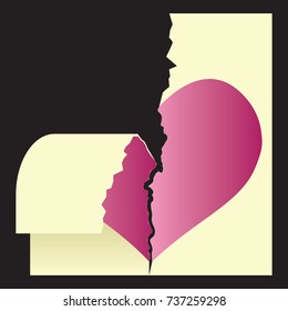 broken heart / heartbreak flat icon for broken heart concept, vector illustration 