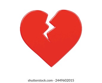Broken heart icon 3d render illustration