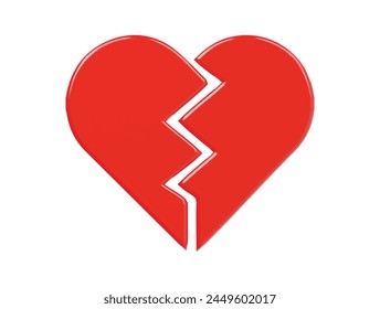Broken heart icon 3d render illustration