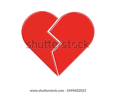 Broken heart icon 3d render illustration