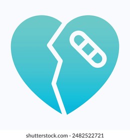 Broken Heart icon For Apps And Websites. Vector Illustration. Isolated Gradient Vector Icon.