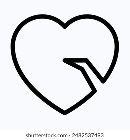 Broken Heart icon For Apps And Websites. Vector Illustration. Isolated Lineal Vector Icon.
