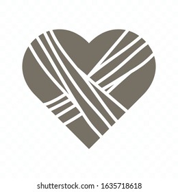 broken heart icon. heart bandaged icon. heart icon with white background. Vector illustration of love