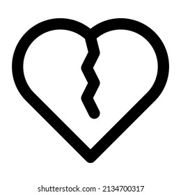 broken heart icon with black color