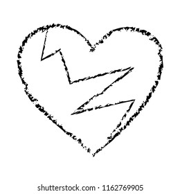Broken Heart icon with brush painting isolated on white background, heartbreak Vector and illustration