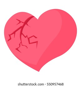 Broken heart icon. Cartoon illustration of broken heart vector icon for web