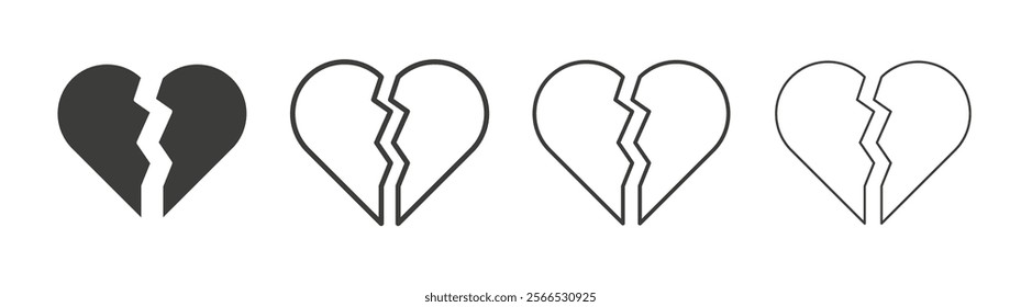 Broken heart icon collection for website design, app, UI design.