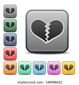 Broken Heart Icon with Color Variations
