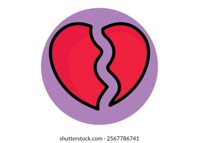 Broken heart icon. colored outline icon style. icon related to valentine. valentine day elements vector illustration