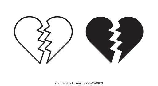 Conjunto de concepto de icono de corazón roto. Colección de íconos simple