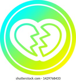 icono de corazón roto con acabado degradado fresco