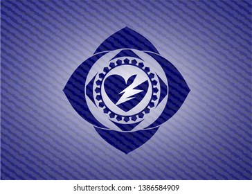 broken heart icon with denim texture