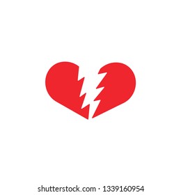 Broken heart icon design template vector isolated illustration