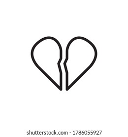 Plantilla de vector de diseño de iconos de corazón roto