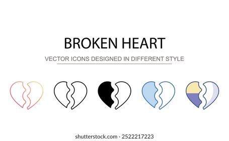 Broken Heart icon design with white background stock illustration