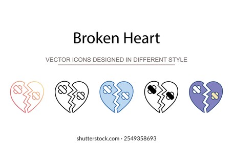 Broken Heart icon design with white background stock illustration