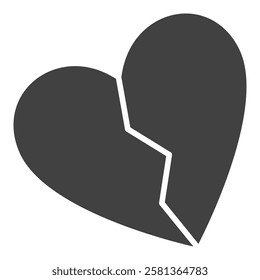 Broken Heart icon or Divorce vector concept sign