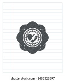 broken heart icon draw with pencil effect. Vector Illustration. Detailed.