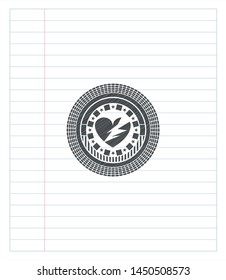 broken heart icon drawn in pencil. Vector Illustration. Detailed.