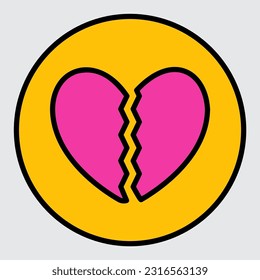 Broken heart icon in filled line style, use for website mobile app presentation