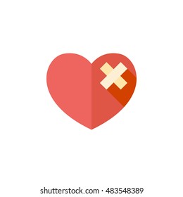 Broken heart icon in flat color style. Love couple Valentine