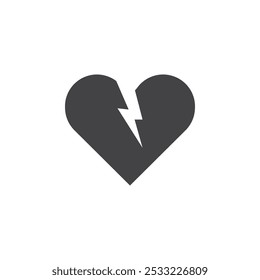 Broken heart icon Flat simple outline set