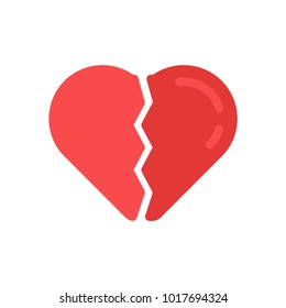 broken heart icon flat valentine pain