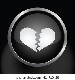 Broken Heart Icon Glossy Glass Icon
