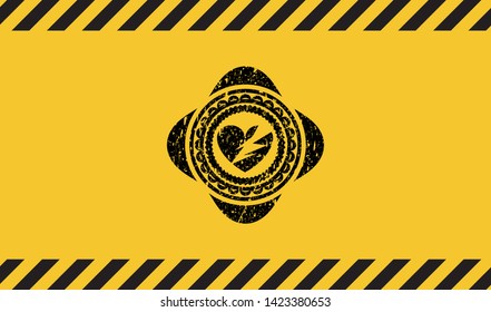 broken heart icon grunge warning sign emblem. Vector Illustration. Detailed.