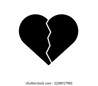 Broken heart icon. Heart broken in half and heartbreak vector