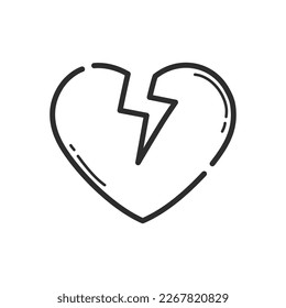 Broken heart icon. Hand drawing design style. Vector.