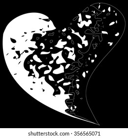 Broken Heart Icon, hand drawn icons and illustrations for valentines and wedding - stock vector