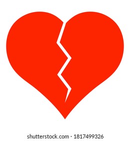 broken heart icon illustration on white background