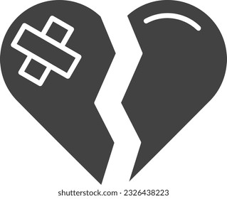 Broken Heart Icon image. Suitable for mobile application.