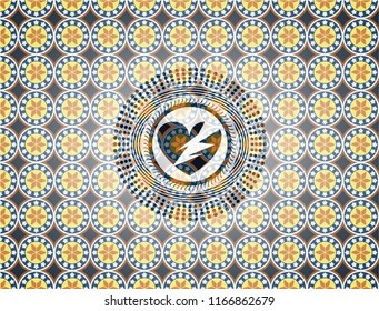 broken heart icon inside arabesque style emblem. arabic decoration.