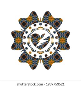 broken heart icon inside arabesque emblem. arabic decoration. 