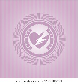 broken heart icon inside badge with pink background