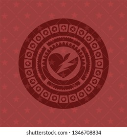 broken heart icon inside badge with red background