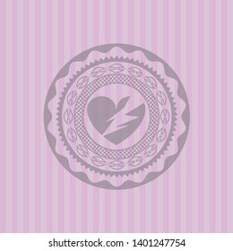broken heart icon inside badge with pink background