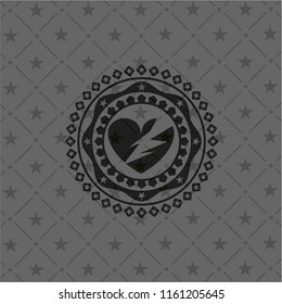 broken heart icon inside black badge