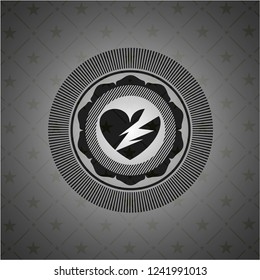 broken heart icon inside black emblem. Vintage.