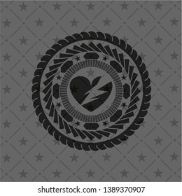 broken heart icon inside black badge