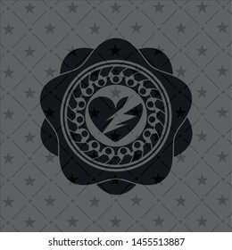 broken heart icon inside black emblem. Vintage.