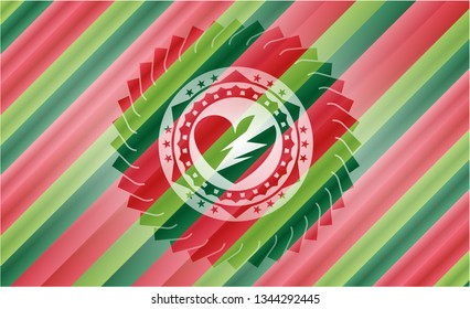broken heart icon inside christmas style emblem.
